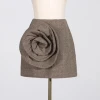 2024 summer new fashion vintage elegant skirt high waist 3D flower stitching design sense short A-line skirt