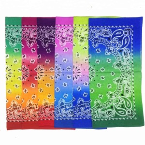 22&quot;*22&quot; 100% Cotton custom design ombre rainbow Paisley bandana