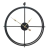 23-inch Nordic round double-ring gold black metal minimalist modern living room creative decoration wrought iron wall clock