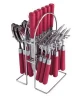 24pcs stainless steel flatware set with plastic handle