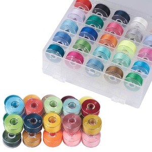 25/36 pcs Assorted Colors Embroidery Pre-wound Bobbin Thread Case Set Sewing Machine Threads Cotton Polyester Wholesale kit