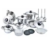 25pcs set blue glass lid stainless steel kitchen cookware set with utensil sets