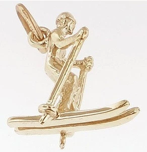 3 Dimensional Skier Charm Skier On A Pair Of Skis Snow Activities Sports Charms