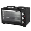 38L hotsale black electric oven toaster with 2 hotplates