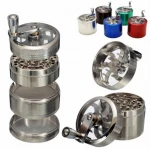 4 Layers Tobacco Herb Spice Weeds Grass Aluminium Grinder Smoke Crusher Hand Crank Muller Mill Pollinator Smoking Accessories