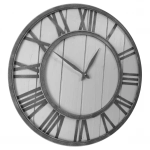 45cm Wooden Rustic Noiseless Wall Clock with iron frame Vintage Wood Wall Clocks