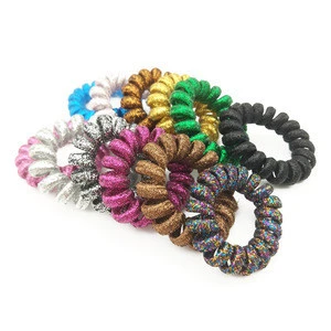 4CM mix color fabric cloth  line hair pnoytail holder wire elastic telephone cord hair tie