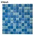 Import 4mm thickness glass crystal mosaics 12x12 inch mix blue colors swimming pool tile from China