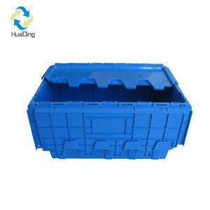 600*400*315 plastic crates stackable turnover box with lid plastic moving crate