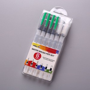 6pcs White Nylon Hair Water Brush Pen Round&amp; Flat Paint Brush Drawing Set