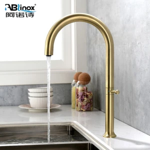 ABLinox hot sell Kitchen Tap New Style Hotels Faucet Single Handle Stainless Steel Satin Gold Drinking Water Faucet