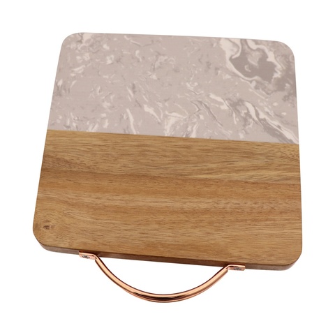 Buy Acacia Wood And Marble Cheese Board Cutting Board With Rose Gold ...