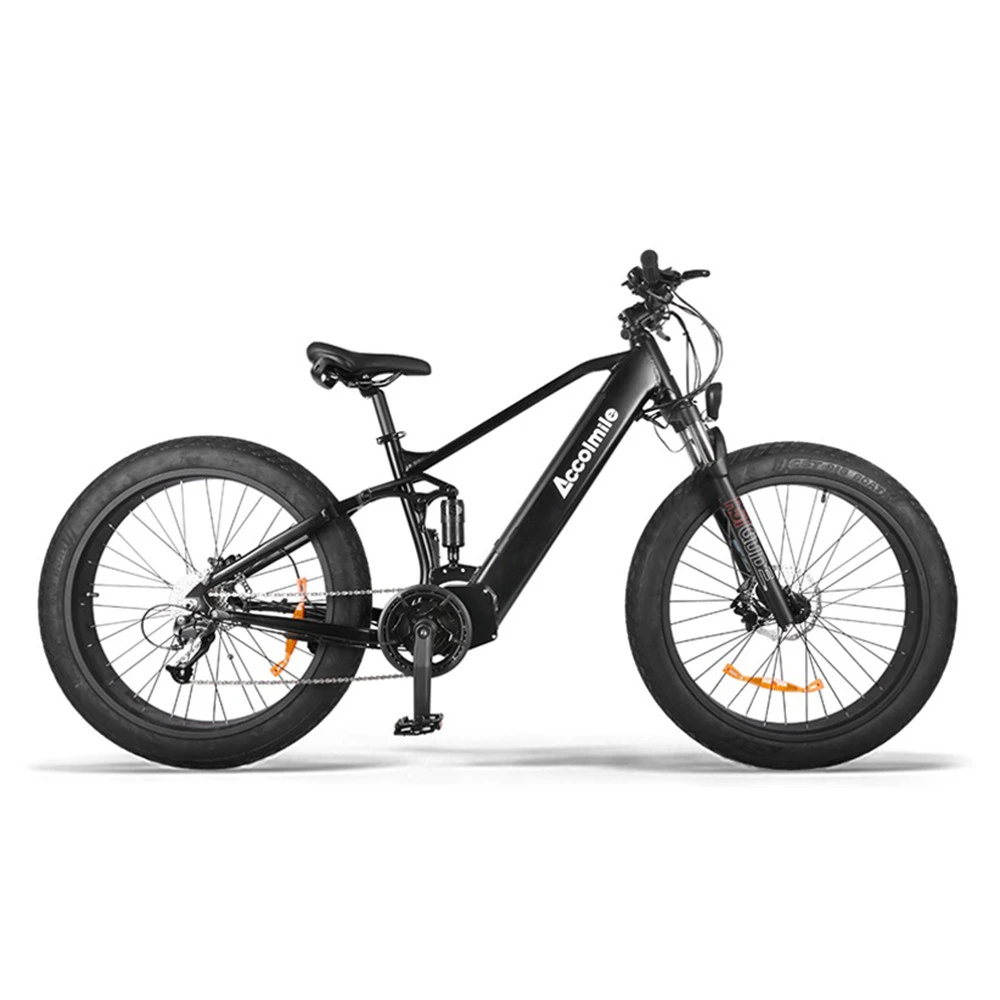 Accolmile 14Ah powerful fat ebike 48V 750W Electric Bicycle for sale 26&quot; electric bike with Full suspension US Warehouse Stock