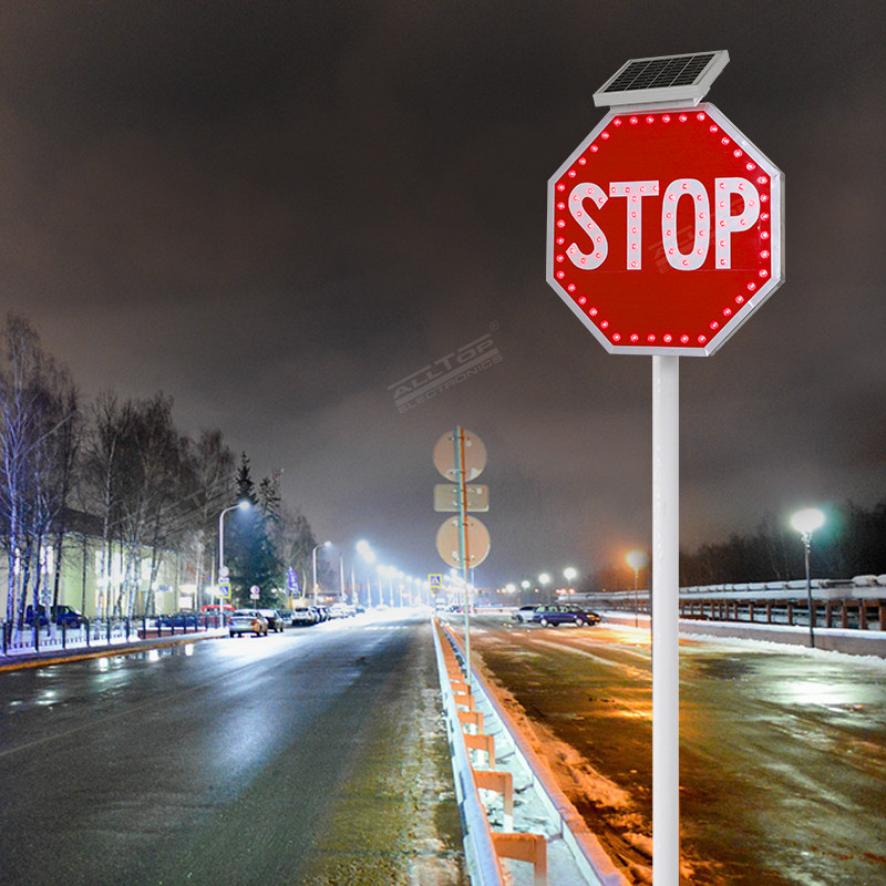 Buy Alltop Outdoor Flashing Solar Led Road Safety Traffic Stop ...
