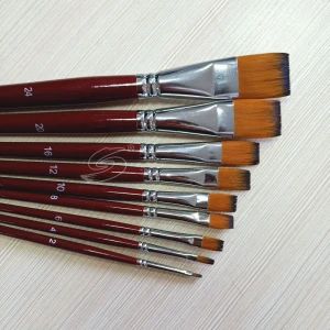 Art supplies high quality brush for acrylic oil painting paint brushes set with red wood handle