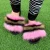 Import artificial fury slippers in women and girls size faux fox fur slipper verified fake raccoon fuzzy slides for adults and kids from China