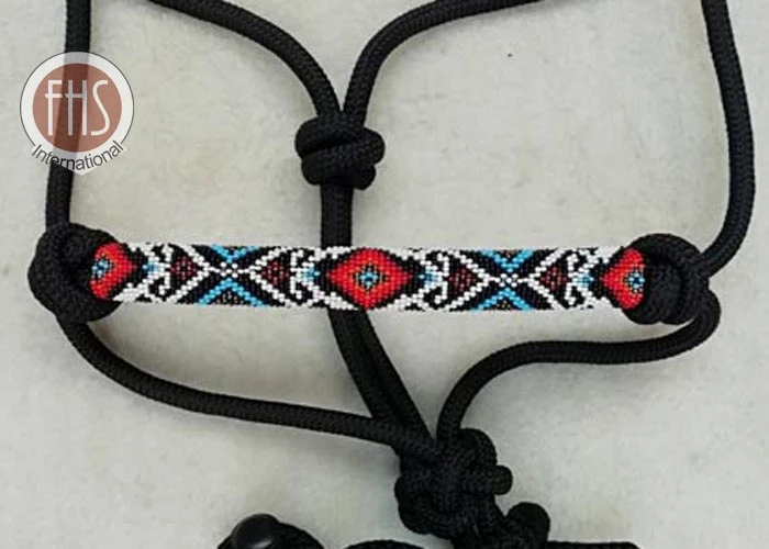 Aztec Beads Work - Polypropylene Rope Halter - Horse Halter - Beaded Decorated Noseband