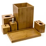 Bamboo Bathroom Accessory Set,Get everything that you need in the shower with this set of 5 Intriom Toiletries Organizer.