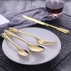 Baroque Style Royal Stainless Steel Gold Flatware Set, Gold Cutlery set for Wedding