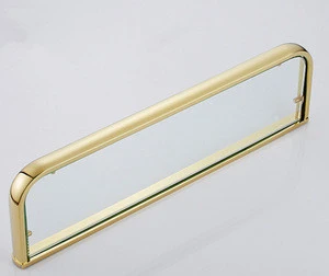 Bathroom Shelf Organizer Wall Mounted Brass Golden Single Tier Glass Shelf