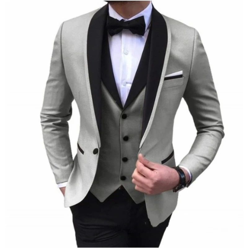White Mens Wedding Suits Groom Tuxedos Vintage Two Pieces Slim Fit