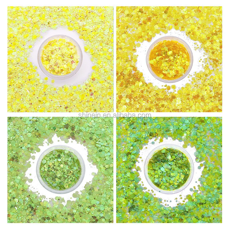 Best Price Lemon Green Shimmer Glitter Lemon Yellow Body Glitter Holographic Face Glitter for Eye and Body Art