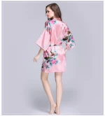 Best sell women mid sleeve plus size home wear printed bathing gown for lady