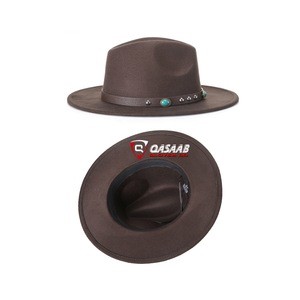 Big Hat TIDING Handmade Vintage Style Brown Crazy Horse Leather Explorer Outback Bush Hat Western Cowboy Hat