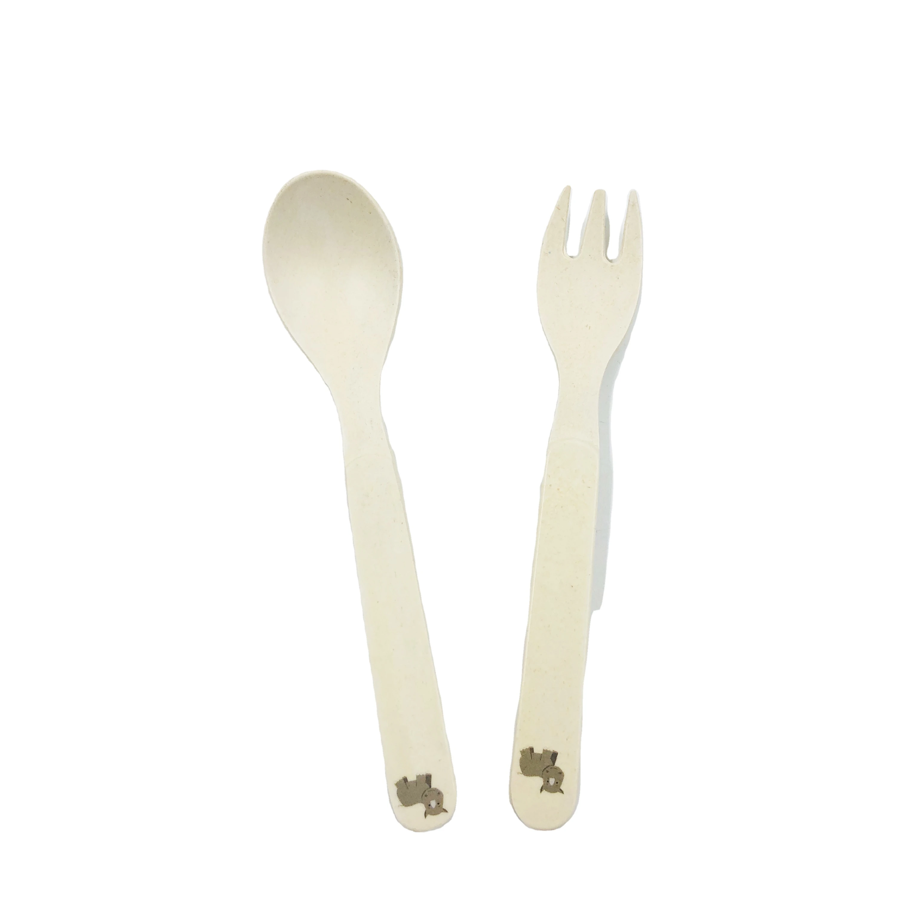 Biodegradable bamboo fiber party tableware set reusable spoon and fork cutlery