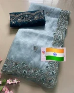 Black Linen And Chiffon Double Colored Linen Indian Digital Print Saree Indian Manufactures For Ladies online Shopping