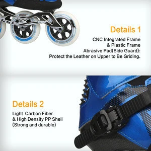 Blue Micro-fiber Lining Midsole Speed Skates Flashing Roller