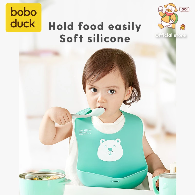 Boboduck Customised High Quality Baby Silicone Bibs With Crumb Catcher