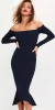 Bodycon Off Shoulder Women Navy Midi Party Cocktail Dresses