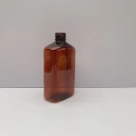 BPA Free 250ml 8oz Amber Brown Plastic PET Bottles Shampoo Body Lotion Hand Wash Bottles Squeeze Oblong Flat Oval Bottles