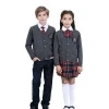 British style cardigan kids sweater 100% cotton primary school uniform designs