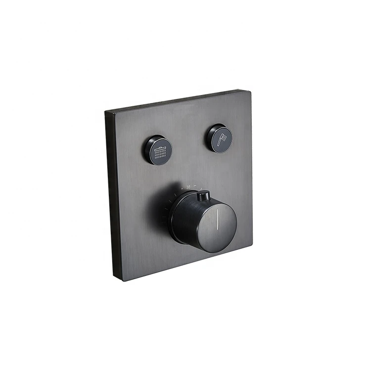 Built-in Press  button switch Modern Concealed Wall Mounted Brass Square Rainfall Shower System Set