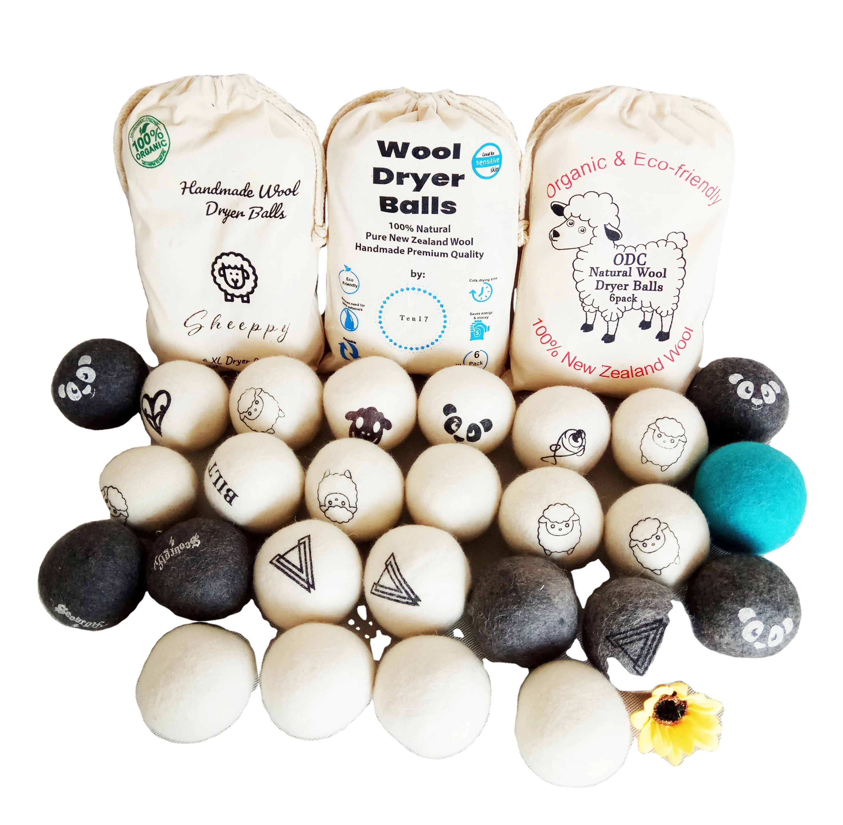 Bulk Custom Produce Laundry Balls Dryer Handmade Organic Wool tumble Dryer Balls Laundry Chemical Free