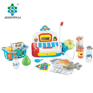 Cash Register Pretend play toy Children Early Educational Toy with Shopping Basket