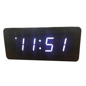 Casontimer Desktop digital LED wooden clock alarm clock with temperature  and voice control