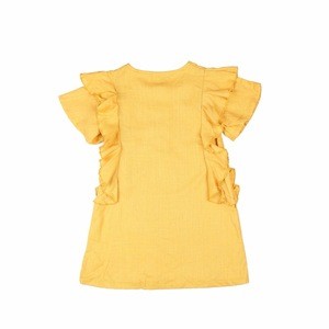 Casual wholesale childrens boutique clothing beautiful flutter sleeve round collar baby girls t-shirt