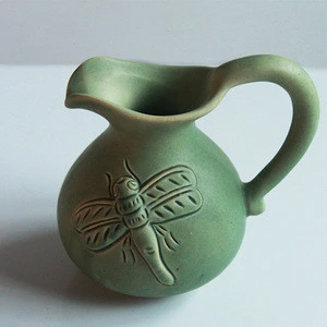 Ceramic Handmade Dragonfly Creamer Medium Green Matt fot homeware