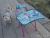 Import Cheap children furniture 3-pieces folding table set kids cartoon study table and chair from China