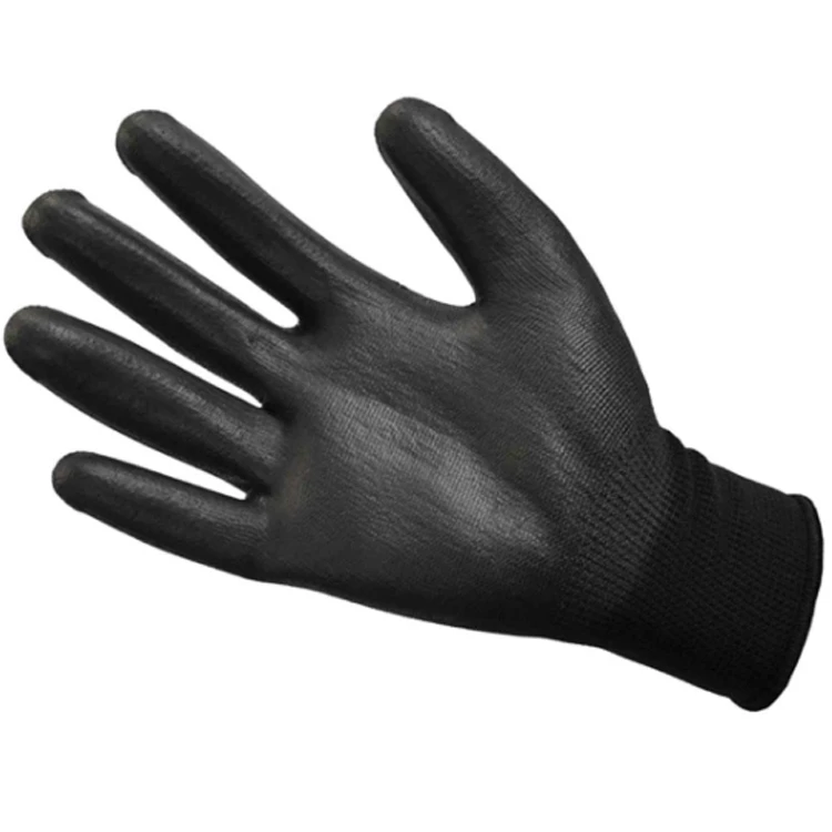 Cheap work gloves PU coated in black eldiven