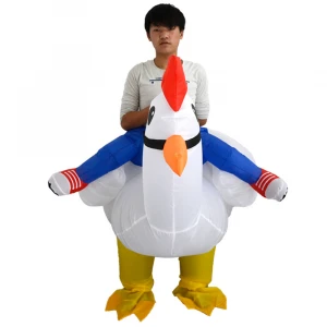 Chicken Inflatable Costume Rooster Blow Up Suit Party Cosplay White Halloween Costume Jumpsuit Party