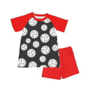 Children boutique cheap kids clothes volleyball print t-shirt baby boy children clothing