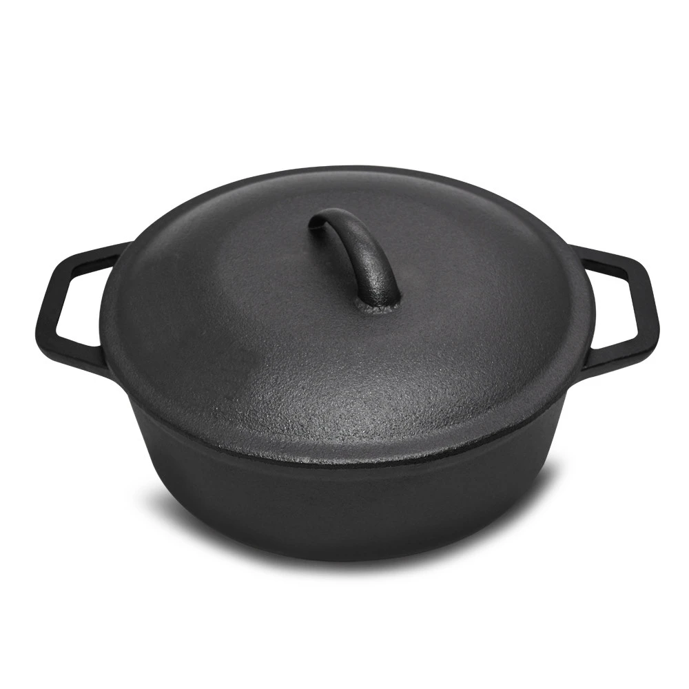 China Supplier Hot Products For Camping Cookware Pre Seasoned Cooking Pot Dual Handle Cast Iron 5 Quart Dutch Oven