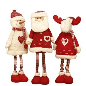 Christmas Dolls Retractable Santa Claus Snowman Toys Xmas Figurines Christmas Gift for Kid Red Xmas Tree Ornament