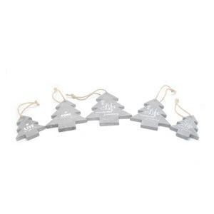 Christmas tree logo printed cement concrete stone hanger decoration craft