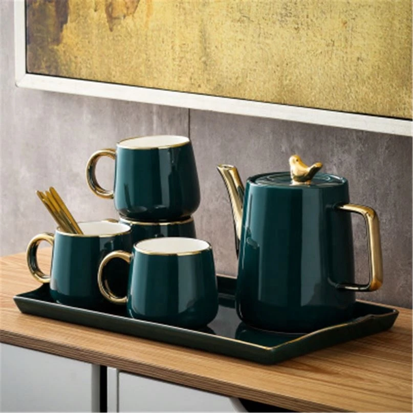 Coffee Set Afternoon Tea Nordic Light Luxury Ceramic Gift Coffee Maker Gold Plated Coffee Cup Set
