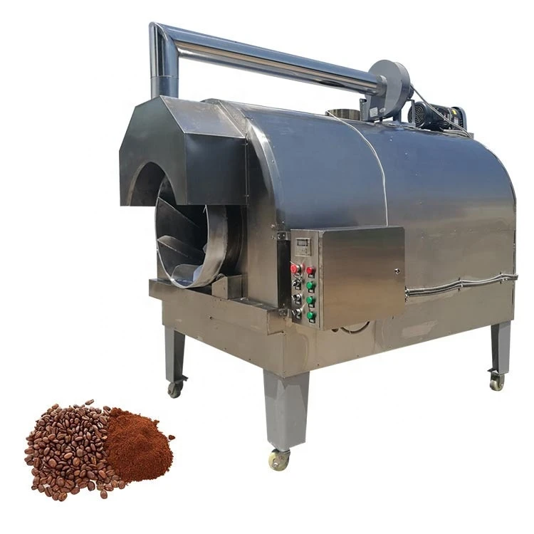 Commercial stainless steel capacity 100 kg an hour gas cocoa coffee bean roaster for sale